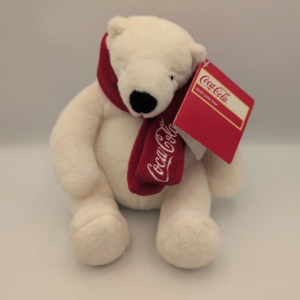 NEW Coca Cola Coke Mini Plush Polar Bear Holiday Red Scarf 7" Stuffed Dan Dee